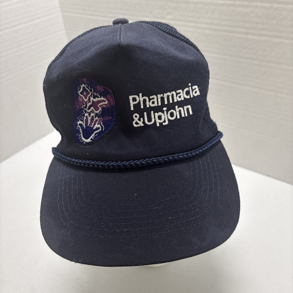 VTG Pharmacia & Upjohn SnapBack Trucker Hat Cap Pharmaceutical Collectible